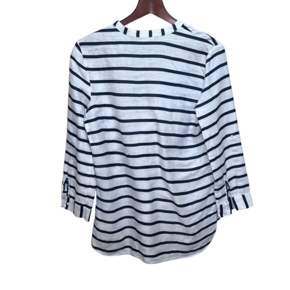 Zara Striped Blue  White Oversized Linen Shirt Size Small - Picture 5 of 8